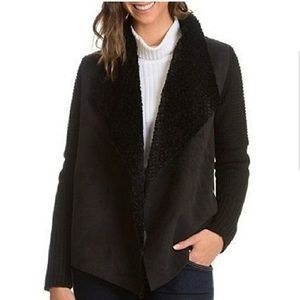 Chelsea & Theodore Faux Sherpa Suede Open Jacket